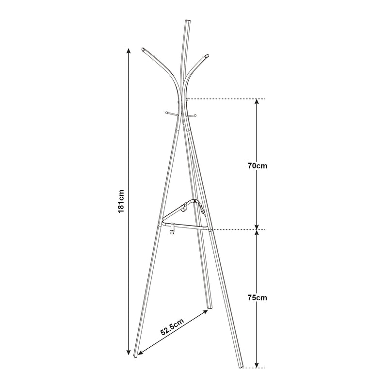 Måttskiss Garderobsställ Vevelstad 181x52,5x52,5 cm stål [en.casa]