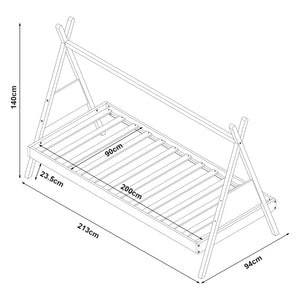 Tipi-säng Siikajoki med madrass 90x200cm furu natur [en.casa]