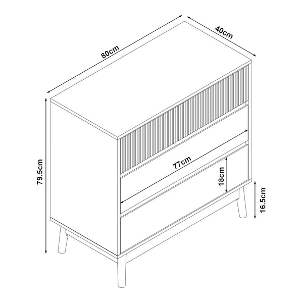Byrå Landskrona 79,5x80x40 cm ekfärg [en.casa] 