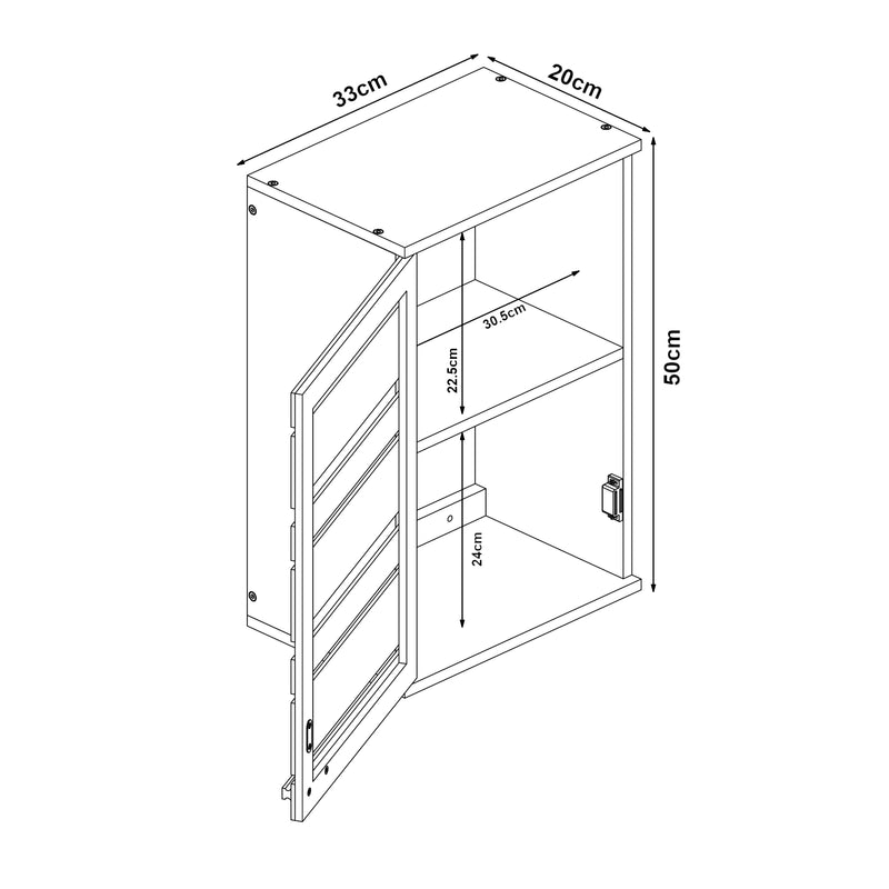 Måttskiss Väggskåp Epind 50x33x20 cm Bambus Natur [en.casa]