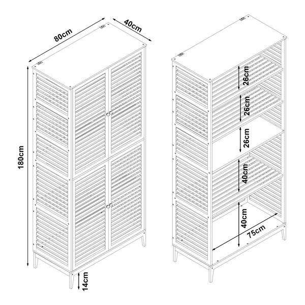 Badrumsskåp Raurgela 180x80x40 cm Bambus [en.casa]