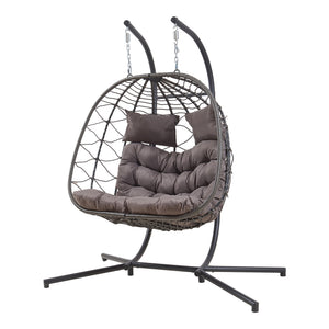 Dubbel hängstol Skense med ram 198x156x98 cm Grå [en.casa]