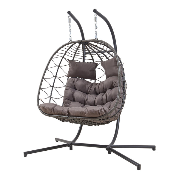 Dubbel hängstol Skense med ram 198x156x98 cm Grå [en.casa]