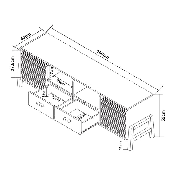 TV-bänk Kvaefjord 160x40x52 cm Vit/Grå [en.casa]