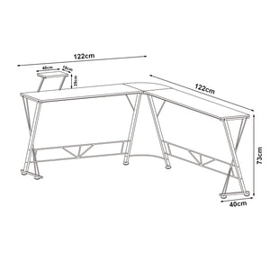 Skrivbord Yremso L-format 122x122x98 cm Svart [en.casa]