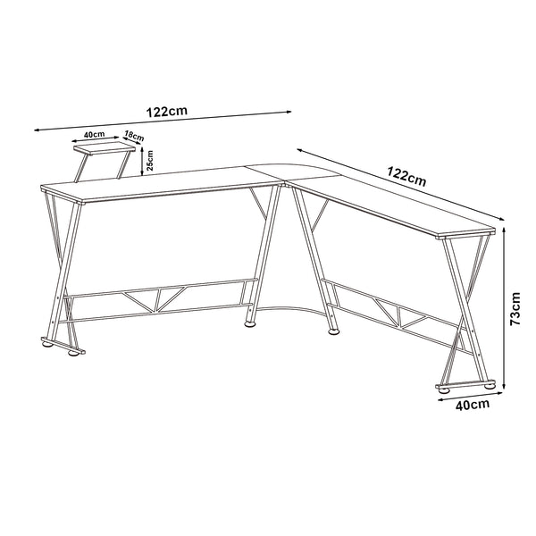 Skrivbord Yremso L-format 122x122x98 cm Svart [en.casa]