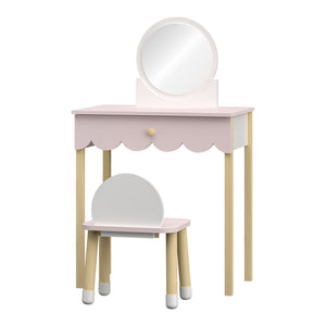 Barnsminkbord med stol Vestnes Cotton Candy/Vit [en.casa]