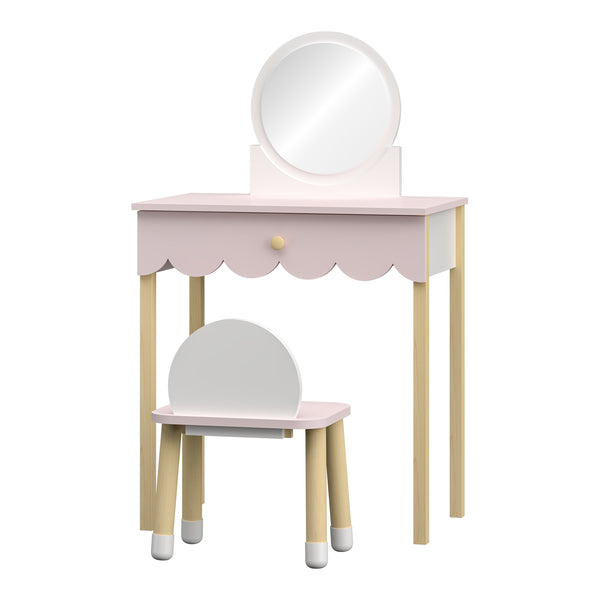 Barnsminkbord med stol Vestnes Cotton Candy/Vit [en.casa]