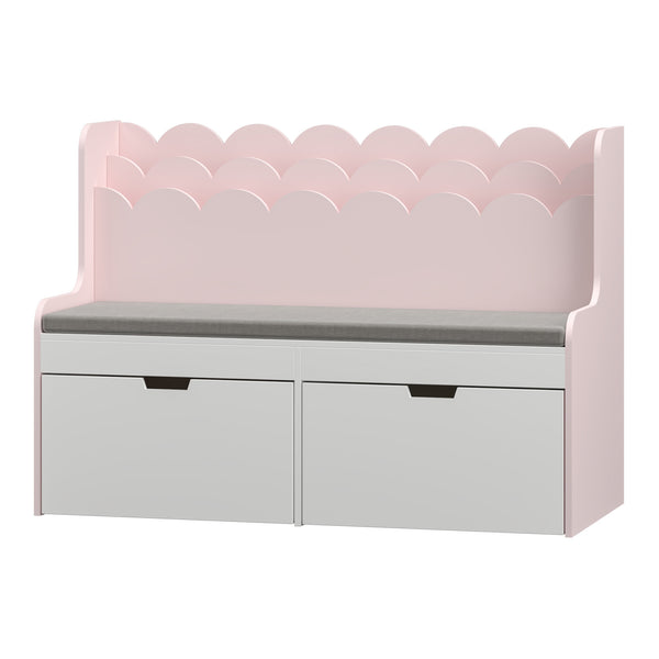 Barnsitsbänk med hylla Vestnes 100x45x70 cm Cotton Candy/Vit [en.casa]