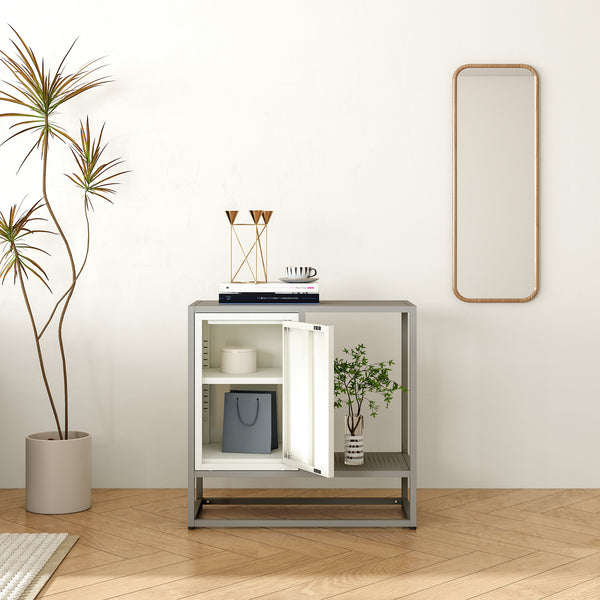 Sideboard Burlöv stål 70x72x35 cm grå/vit [en.casa]