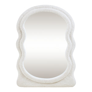 Väggspegel Brummen med ram i teddytyg 80x60 cm Vit [en.casa]