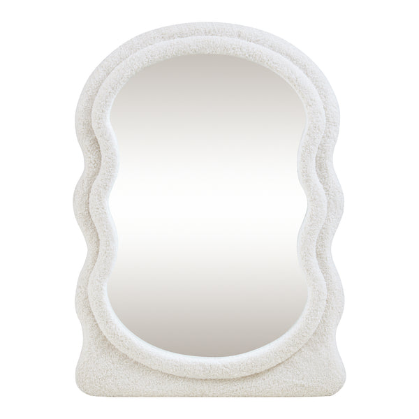 Väggspegel Brummen med ram i teddytyg 80x60 cm Vit [en.casa]