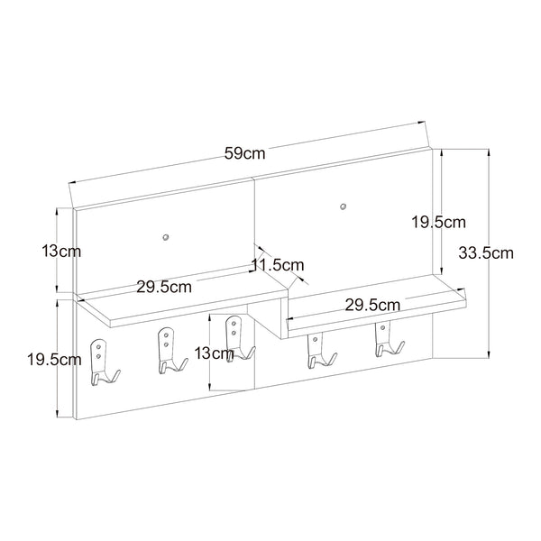 Vägggarderob Botaruvn med 2 hyllor 34x59x13 cm Beige/Vit [en.casa]