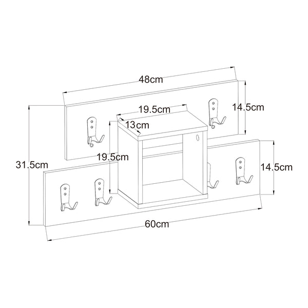 Vägggarderob Vänd med förvaringsfack 32x60x14 cm Vit [en.casa]