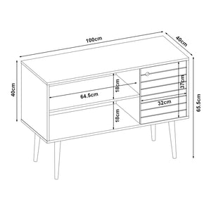 Tv-bänk Vare 100x40x65,5 cm gul vit [en.casa] 
