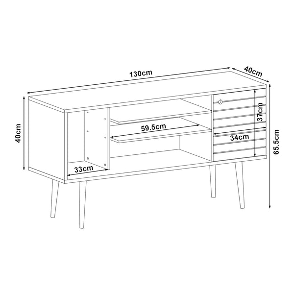 Tv-bänk Vare 130x40x65,5 cm vit [en.casa] 