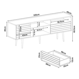 Tv-bänk Vare 165x40x65,5 cm vit valnötsfärg [en.casa] 