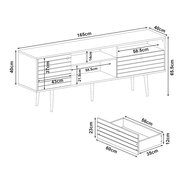 Tv-bänk Vare 165x40x65,5 cm vit valnötsfärg [en.casa] 