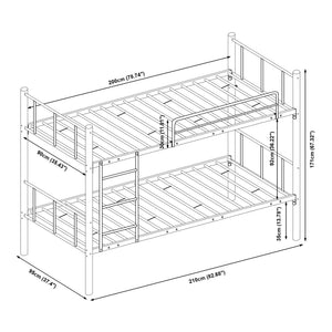Metall-våningssäng Berimma 90x200 cm Svart [en.casa]
