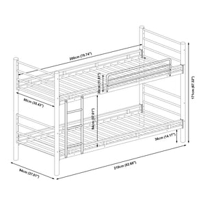 Metall-våningssäng Bevapis 90x200 cm Svart [en.casa]
