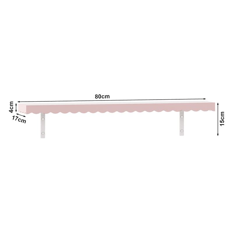 Måttskiss Barnvägghylla 2-pack Vestnes 80x17x4 cm Cotton Candy [en.casa]