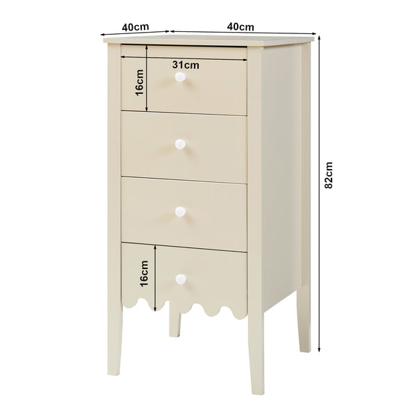 Byrå Luspoo med 4 lådor 82x40x40 cm Krämvit [en.casa]