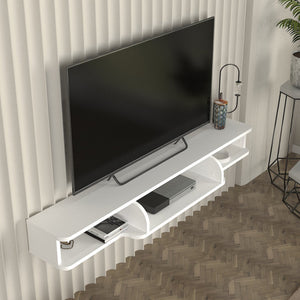 TV-lågt bord hängande Aar 135x30x16 cm Vit [en.casa]