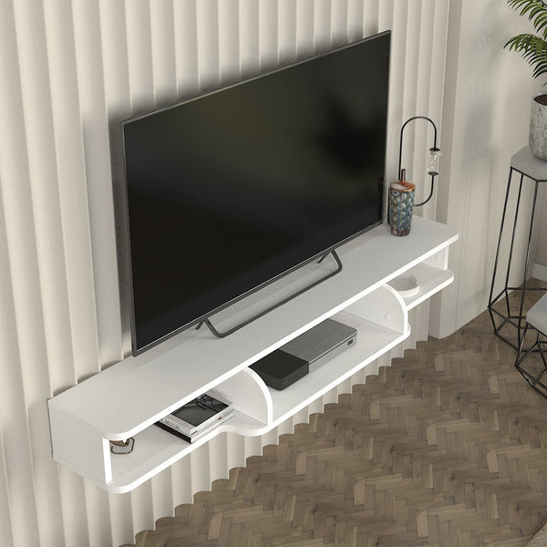 TV-lågt bord hängande Aar 135x30x16 cm Vit [en.casa]