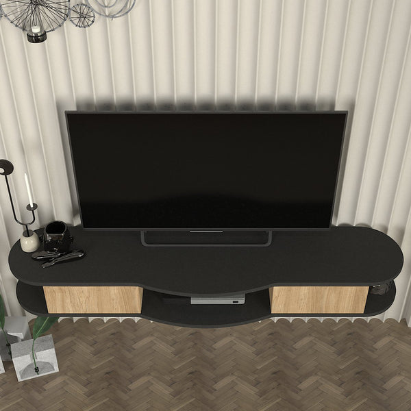 TV-lågt bord hängande Nyskiri 150x35x19 cm Antracit/Eklook [en.casa]
