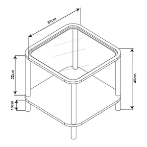 Sidobord Latama med glasskiva 51x51x45 cm Svart/Bronsglas [en.casa]