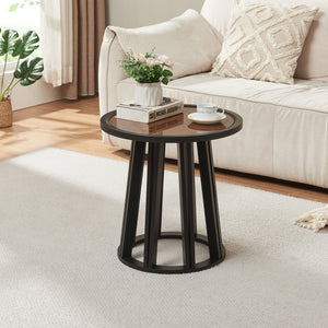 Sidobord Burgess Ø51x51 cm rund valnötsfärg [en.casa]