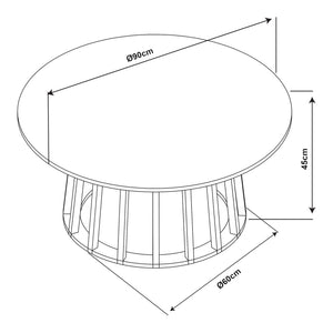Soffbord Buzzard Ø90x45 cm Svart/Betongutseende [en.casa]