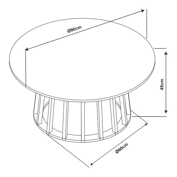 Soffbord Buzzard Ø90x45 cm Svart/Betongutseende [en.casa]
