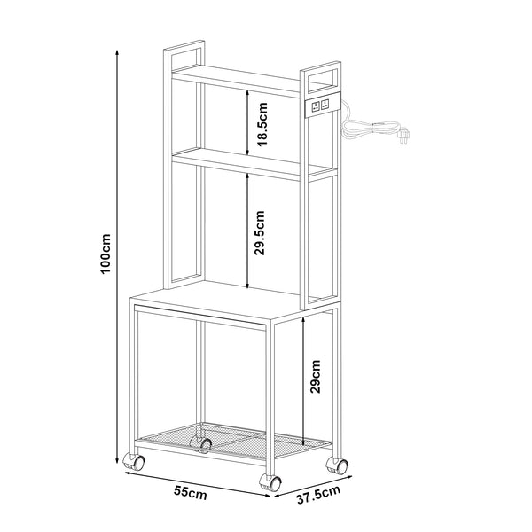 Rullbar skrivbord för skrivare Svanaldsvipp 100x55x38 cm cm Vit [en.casa]