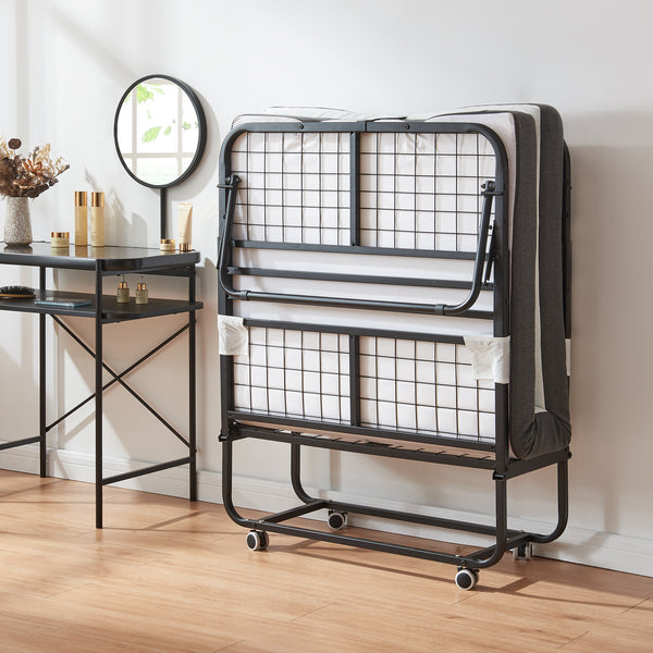 Metallfällsäng Borjavle med madrass 200x90cm Svart [en.casa]