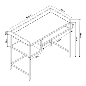 Skrivbord Belana 100x43x82 cm Svart/Eklook [en.casa]