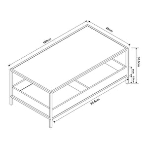 Soffbord Belana 100x48x39 cm Svart/Eklook [en.casa]