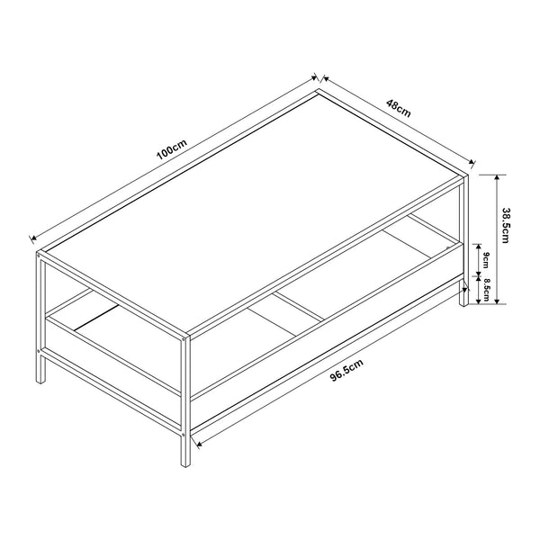 Soffbord Belana 100x48x39 cm Svart/Eklook [en.casa]