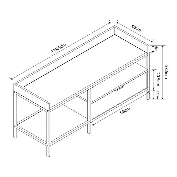 TV-bord Belana 120x40x54 cm Svart/Eklook [en.casa]
