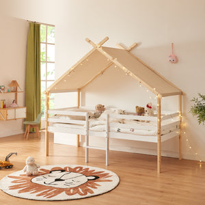 Hussäng Surnadal med madrass 90x200 cm furu vitt/natur [en.casa]
