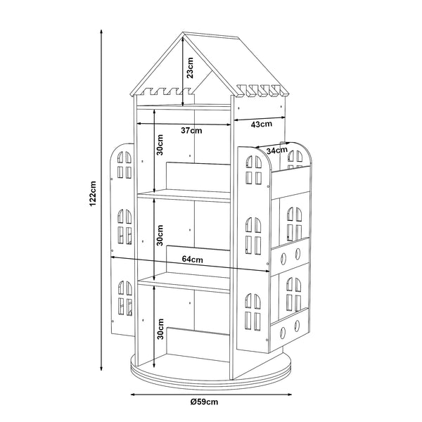 Roterbart barnhylla Sanköre 122x64x43 cm furu natur [en.casa]