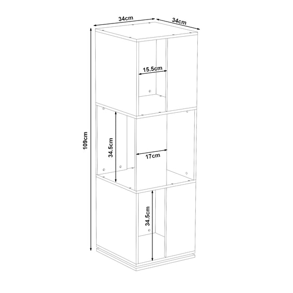 Roterbart bokhylla Fjelmarirg 109x34x34 cm Vit [en.casa]