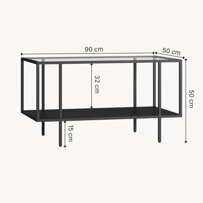 Måttskiss Soffbord Nynna 90x50x50 cm Svart [en.casa]