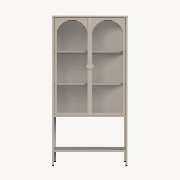 Vitrinskåp Klippestad Stål 160x80x35 cm Kamelfärgat [en.casa]