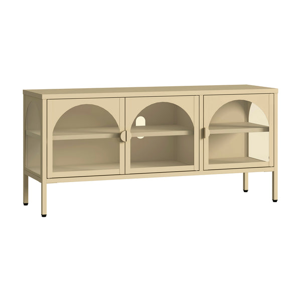 Vitrinskåp-Sideboard Klippestad Stål 118x35x55 cm Kamelfärgad [en.casa]