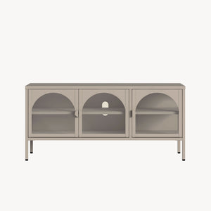 Vitrinskåp-Sideboard Klippestad Stål 118x35x55 cm Kamelfärgad [en.casa]