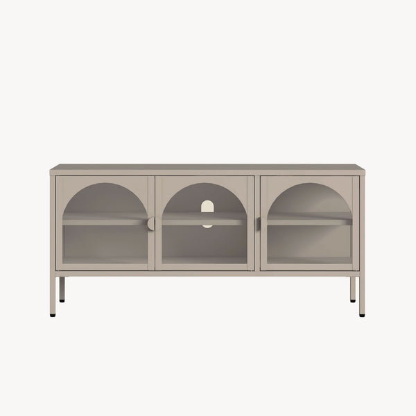 Vitrinskåp-Sideboard Klippestad Stål 118x35x55 cm Kamelfärgad [en.casa]