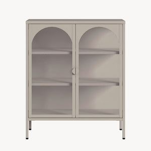 Vitrinskåp-Sideboard Klippestad Stål 95x80x35 cm Kamelfärgat [en.casa]