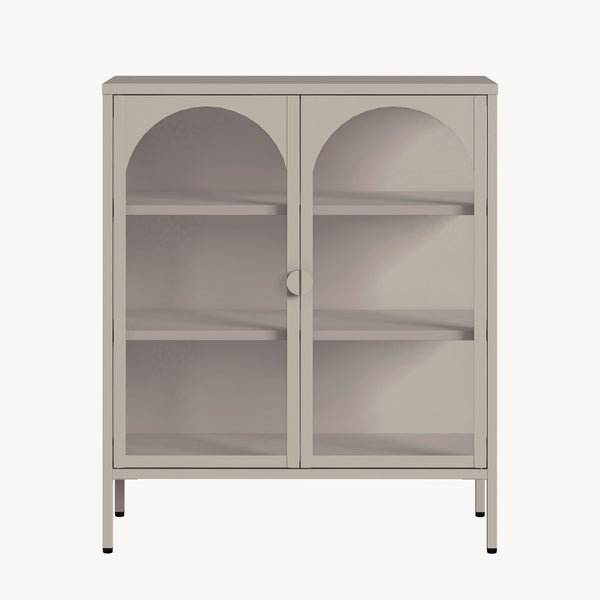 Vitrinskåp-Sideboard Klippestad Stål 95x80x35 cm Kamelfärgat [en.casa]