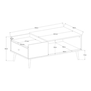 Soffbord Hallevil med låda 106x59x44 cm Ljusgrå [en.casa]